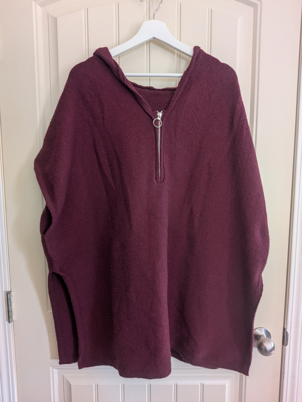 NEW Burgundy Hooded Poncho Sweater